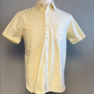 Topman Yellow Stripe Short Sleeve Button Up Shirt S Cotton